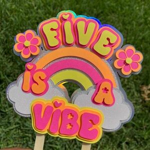 Simple Colorful Birthday Cake Topper - Five is a Vibe